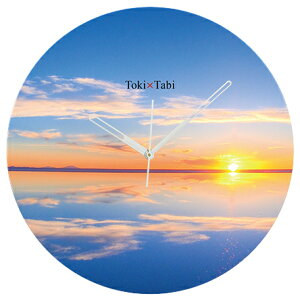 A+ (アクセントプラス) Toki×Tabi ウユニ塩湖 -夕日- 60cm 大型時計 秒針あり 大きい 時計 壁掛け時計 日本製 絶景 風景 丸い 静か 青空 湖 海外 ボリビア 南米 サンセット 自然 鏡面世界