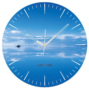 A+ (アクセントプラス) Toki×Tabi ウユニ塩湖 -青の世界- 60cm 大型時計 秒針あり 大きい 時計 壁掛け時計 日本製 絶景 風景 丸い 静か 青空 湖 海外 ボリビア 南米 自然 鏡面世界 青の世界