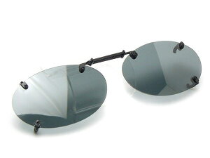 【送料無料メール便】偏光サングラス クリップオン スライド式 高性能 偏光度 99% UVカット 偏光レンズ メガネにつける 釣り ドライブ 前掛け S-Mサイズ 小さいめ丸型 スモーク偏光 オーバル