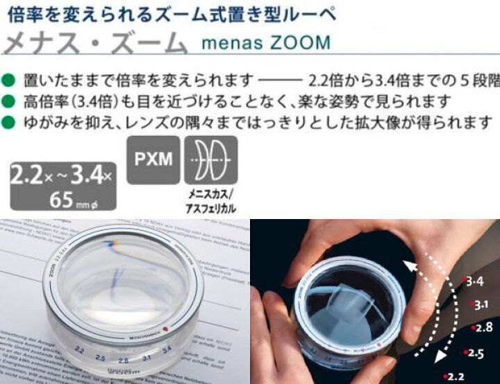 楽天市場】ドイツ エッシェンバッハ ルーペ 2.2倍～3.4倍 65mm 正規品 