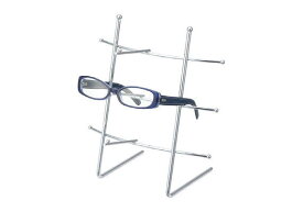 メガネ 老眼鏡 サングラス 置き ディスプレイ クロームメッキスチール 3本用 卓上めがねケースディスプレイ 店頭 展示 コレクション