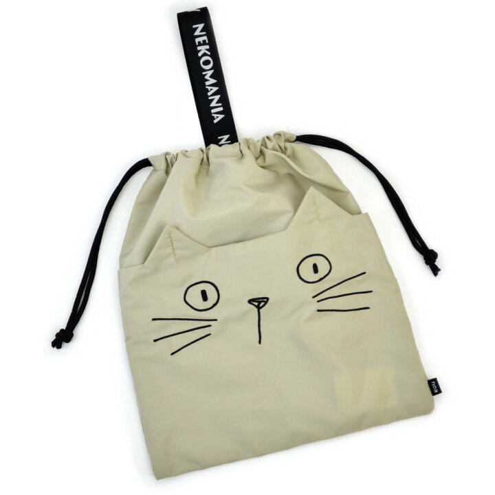 楽天市場】ネコミミ巾着 猫刺繍 ブラック レッド アイボリー noa  