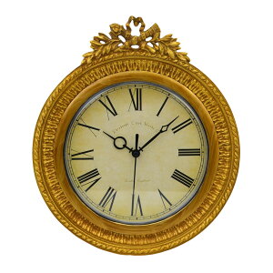 クラシック ウォールクロック 壁掛け時計 ラウンド ホワイト ゴールドアンティーク 綺麗 おしゃれ ヨーロッパ 高級感 輸入雑貨 結婚祝い 新築祝い インテリア ギフト包装無料