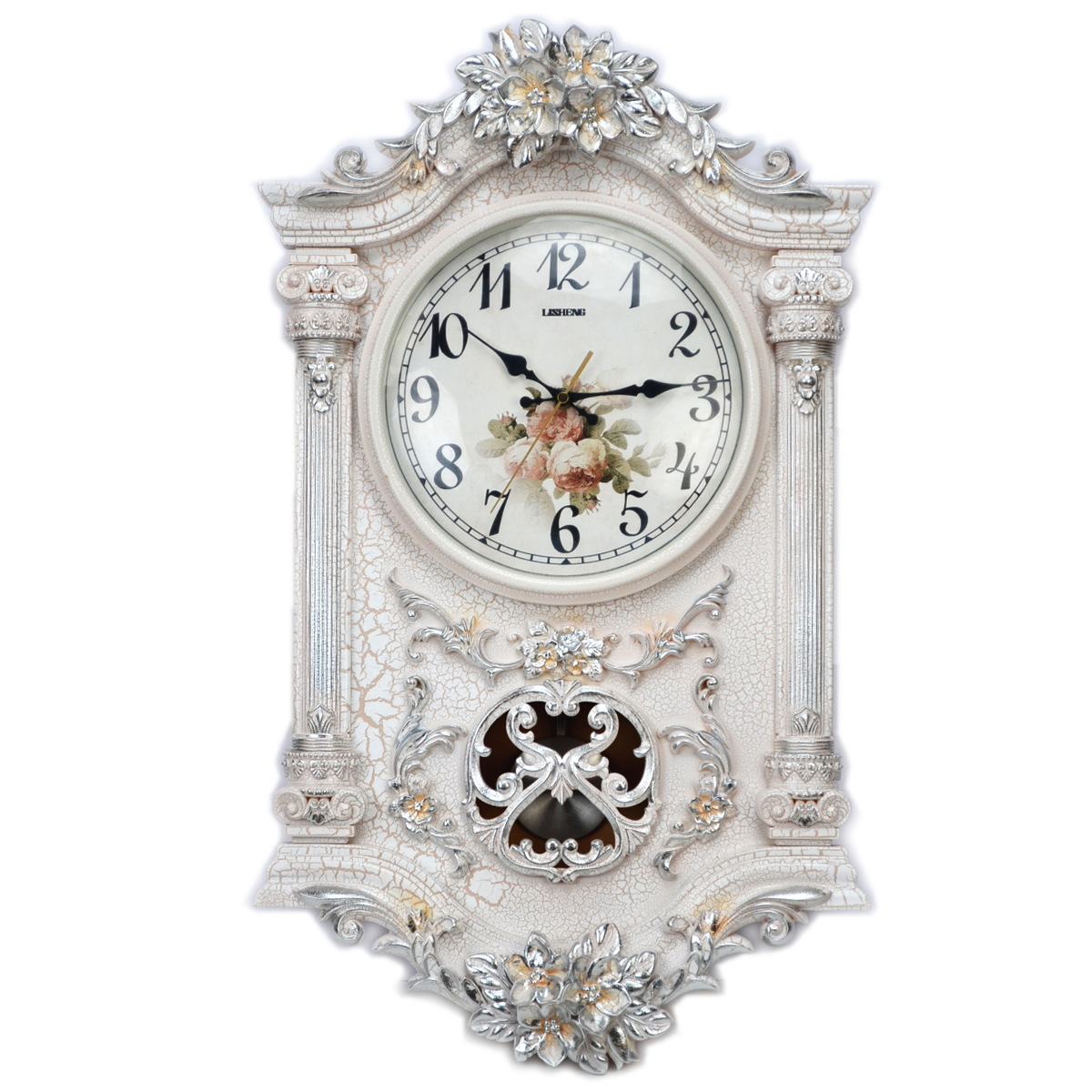 楽天市場】壁掛け時計 ウォールクロック ゴールド ホワイト振り子時計