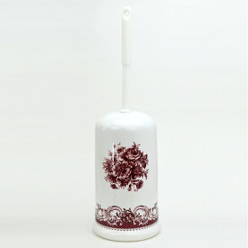 トイレブラシ立て＆ブラシ 陶器 ローズ 馬車 花柄 レッド ブルー ブラウン おしゃれ サニタリー トイレ ブラシ立て ブラシホルダー ロイヤルアーデン 生活雑貨 トイレブラシセット 掃除 清掃 薔薇 クラシック アンティーク ヨーロッパ調 トイレ掃除 掃除用具