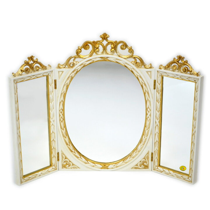 イタリア製】アンティーク 三面鏡 大型 ロココ バロック プリンセス  