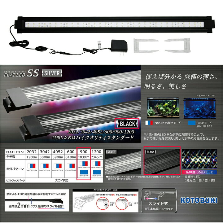 楽天市場】コトブキ工芸 フラットLED SS 900 ブラック 