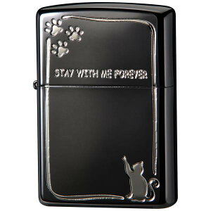 ZIPPO zippo �W�b�| �W�b�|���C�^�[ 2BKS-CATSTAY Cat Design�ySTAY WITH ME FOREVER�z �u���b�N ���C�^�[ �v���[���g �M�t�g