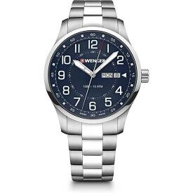 腕時計 メンズ腕時計 WENGER ウェンガー 日本正規品 ATTITUDE アティテュード ベルト幅22mm ステンレス製ブレスレット シルバー 文字盤カラーブルー アナログ表示 スイス製クォーツ 01.1541.125