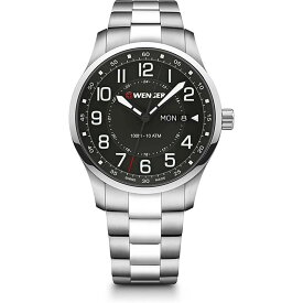 腕時計 メンズ腕時計 WENGER ウェンガー 日本正規品 ATTITUDE アティテュード ベルト幅22mm ステンレス製ブレスレット シルバー 文字盤カラーブラック アナログ表示 スイス製クォーツ 01.1541.128