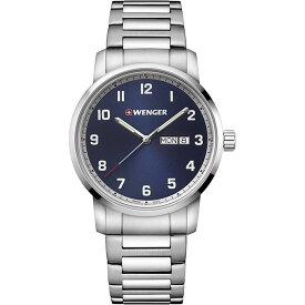 腕時計 メンズ腕時計 WENGER ウェンガー 日本正規品 ATTITUDE アティテュード ベルト幅22mm ステンレス製ブレスレット シルバー 文字盤カラーブルー アナログ表示 スイス製クォーツ 01.1541.121