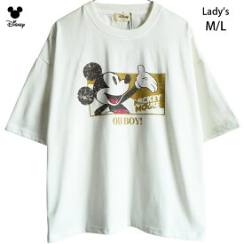 送料無料 Tシャツ ミッキー レディース メンズ ディズニー ミッキーマウス ワイド ゆったり 半袖 ビッグTシャツ USA 古着風デザイン ビンテージ レトロ ビッグサイズ disney ペアルック かわいい TDL アメコミ 白 ホワイト 大人 渋い かすれプリント
