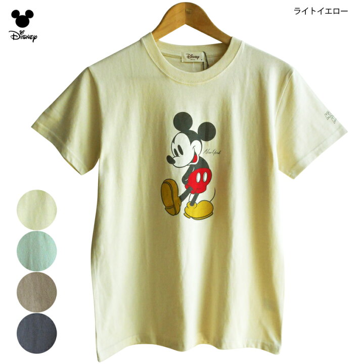楽天市場 送料無料 ミッキーマウス Tシャツ ディズニー Disney ミッキー スマイル スタンダード くすみカラー Newyork 半袖 レディース ジュニア ペアルック レトロ ナチュラル 双子コーデ 男女兼用 かわいい ゆったり ワイド 大人 Tdl 春夏 渋い シンプル コミック