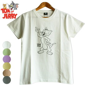 送料無料 トムとジェリー トムさん Tシャツ Tom&Jerry 猫 くすみカラー 半袖 レディース メンズ ペアルック レトロ ナチュラル アメコミ 双子コーデ 男女兼用 かわいい 大人 春夏 渋い シンプル コミック