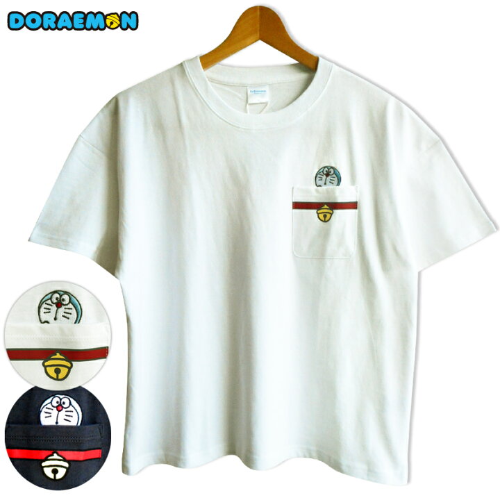 楽天市場 送料無料 ドラえもん ｔシャツ レディース メンズ ポケット 刺繍 鈴 すず キティちゃん サンリオ コラボ ひょっこり 白 グレー 黒 ビッグサイズ ビッグシルエット ペアルック サンリオ 個性的 ボーイッシュ キャラクター藤子f不二雄 藤子プロ A