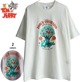 セール 送料無料 トムとジェリー ジェリー メンズ Tシャツ レディース ビッグTシャツ 半袖 りんごの木 農園 果樹園 Tom&Jerry apple アメコミ ペアルック レトロ コミック 80年代 男女兼用 大人 春夏 白 ラベンダー くすみカラー エモい かわいい