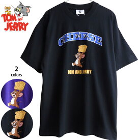 送料無料 トムとジェリー メンズ Tシャツ 半袖 ジェリー チーズ 逃走中 アメリカンコミック かわいい Tom&Jerry アメコミ レディース ビッグTシャツ スマイル いたずら ペアルック メジャーリーグ 80年代 メッツ エンジェルス 男女兼用 大人 春夏 黒 紫