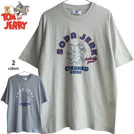 送料無料 トムとジェリー メンズ Tシャツ 半袖 クリームソーダ 悪魔のささやき アメコミ 古着風 アメリカンコミック レトロ かわいい Tom&Jerry レディース ビッグTシャツ デビル ペアルック メジャーリーグ 80年代 MLB 男女兼用 大人 グレー 水色 くすみカラー