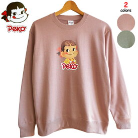 送料無料 不二家 ペコちゃん トレーナー レディース スウェット 裏パイル地 大人 ミルキー レトロ オーバーオール サロペット くすみカラー 70年代 80年代 ポップ マニア メンズ ジュニア ペアルック サンリオ ナチュラル 春 秋 かわいい 懐かし系