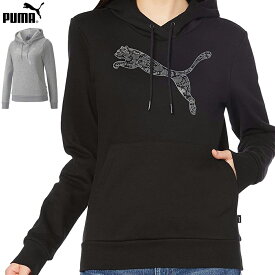 送料無料 パーカー プーマ PUMA フーディー スウェット 裏起毛 フード スウェット レディース キッズ ジュニア スポーツ ウェア ジョギング ヨガ トレーニング ジャージ プルオーバー ブラック グレー パイソン ドット レース