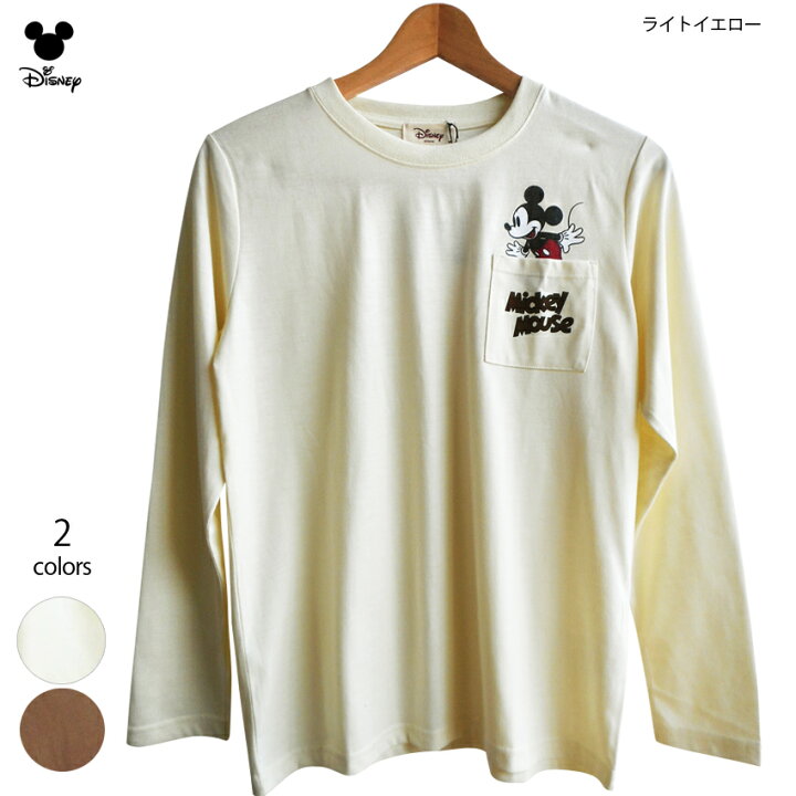 楽天市場 送料無料 ミッキー ミッキーマウス ディズニー 長袖tシャツ ロンt カットソー 胸ポケット Disney レディース レトロ ペアルック 双子コーデ 男女兼用 かわいい ゆったり 大人 Tdl 春 秋 プラスチカネットショップ