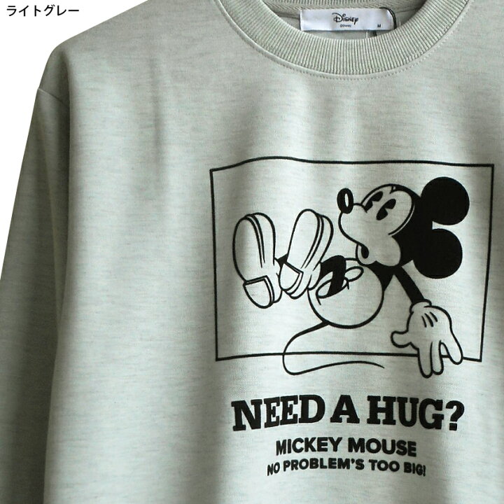 楽天市場 送料無料 ミッキーマウス トレーナー トレーナー スウェット レトロ ディズニー ｂｉｇトレーナー Need A Hug びっくり 腰抜け Dysney Mickey ペア ビッグサイズ オーバーサイズ 70年代 80年代 グレー ブラック チャコール プラスチカネットショップ