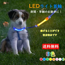 光る首輪 犬 散歩 夜 ライト 視認距離500m サイズ調整可能 ペット 安全 お散歩 猫 小型犬 中型犬 大型犬 LED発光首輪