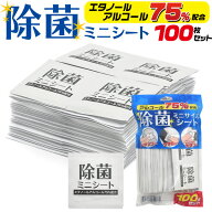 【ミニサイズ/ 100枚 or 200枚 セット/個別包装/エタノールアルコール75%配合除菌ミニシート】 アルコー…
