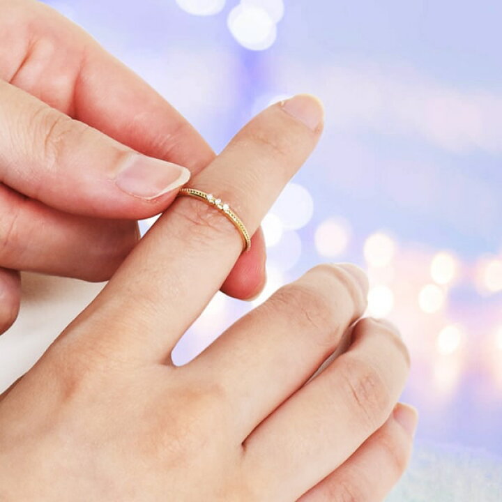 楽天市場】日本製 ミル打ち リング 0.02ct 【K10 3粒 天然ダイヤモンド 