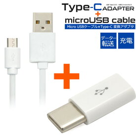 【送料無料】microUSBケーブル/1m（100cm）+microUSB-Type-C変換アダプタセット【任天堂Switch動作保証なし】(タイプC 充電 データ 転送 スマホ ゲーム)[M便 1/10]