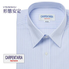 ワイシャツ 長袖 形態安定 メンズ Yシャツ カッターシャツ ビジネス 標準 CARPENTARIA レギュラーカラー ライトブルー×ホワイトストライプ [DAPC15-30]