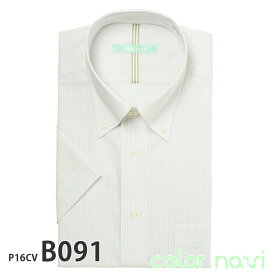 ワイシャツ 半袖 形態安定 メンズ 標準 colornavi ボタンダウン 吸水速乾 短尺 [P16S1CV01]