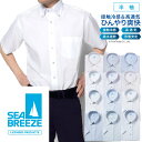 ひんやり【接触冷感】SEABREEZE ワイシャツ 半袖 形態安定 メンズ 標準 シーブリーズ クールビズ ビジネス テレワーク Yシャツ カッターシャツ 通気織 抗菌防臭 [P16S1SB02]