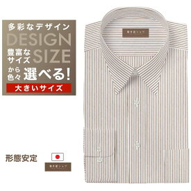 オーダーシャツ デザイン変更可能 ワイシャツ Yシャツ オーダーワイシャツ メンズ 長袖 半袖 七分 大きいサイズ スリム らくらく オーダー 日本製 形態安定 軽井沢シャツ レギュラーカラー 白ベースブラウンストライプ [R10KZR702X] 送料無料
