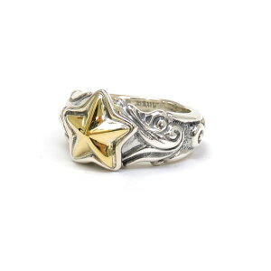 �yBWL�zBill Wall Leather �r���E�H�[�����U�[�V�� �����O Wave Ring w/18K Gold Star (YG) �V���o�[�A�N�Z�T���[ �X�^�[ �� �M�t�g