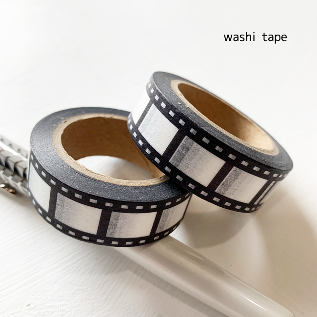 washi tape マスキングテープ【 ネガフィルム 1本 】1.5cmx10m手描き ブロック ステッカー ラッピング用品 和紙テープ フィルム 映画 カメラ Camera Film