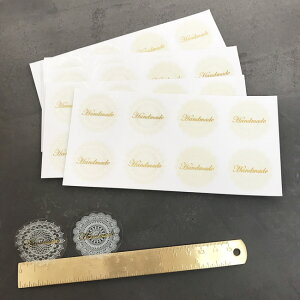 HANDMADE透明ホワイトレースハンドメイドシール80枚帯シール手作りお菓子プリンクッキーチョコラッピング用品