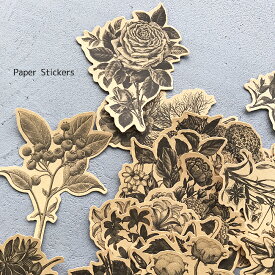 フラワーガーデン クラフト紙 40枚 シールステッカー ラッピング用品 テープ ヴィンテージフラワー Vintage Flowers Stickers