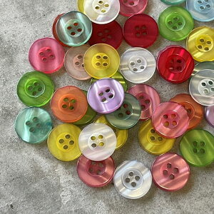 手芸ボタン【B012・100個・15mm】キャンディカラーハンドメイドボタン子供キッズbutton入園準備作家リメイク
