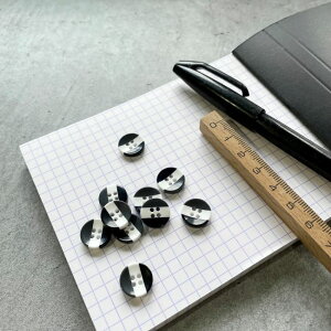手芸ボタン【B0014・黒&白&グレー・10個】12mmボタンキッズ子供button入園準備ドック