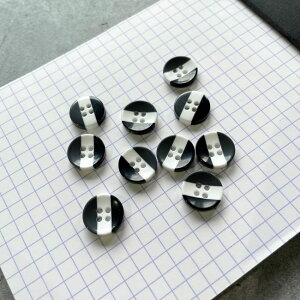 手芸ボタン【B0014・黒&白&グレー・10個】12mmボタンキッズ子供button入園準備ドック