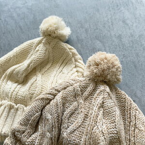 日本製縄編み柄ベビーニット帽ORGANICCOTTON100%オーガニックコットン綿100%POMPKINSポプキンズ