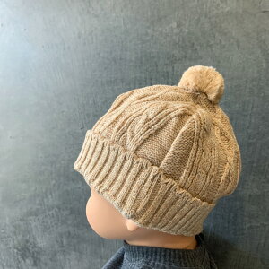 日本製縄編み柄ベビーニット帽ORGANICCOTTON100%オーガニックコットン綿100%POMPKINSポプキンズ