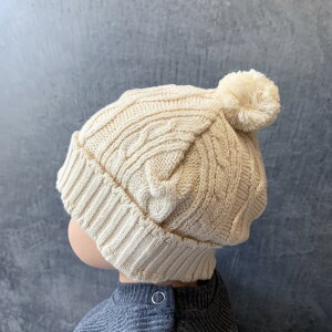 日本製縄編み柄ベビーニット帽ORGANICCOTTON100%オーガニックコットン綿100%POMPKINSポプキンズ