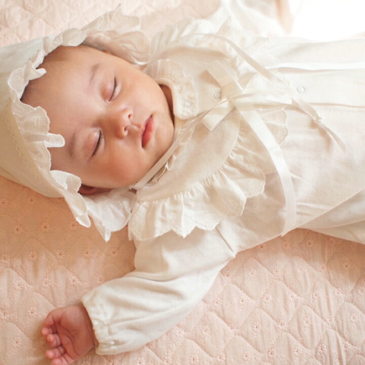 楽天市場 日本製 綿100 スムース ホワイト オーガンジーレース4点set セレモニードレス アフガンset 帽子付 靴下付き アフガン ベビードレス 女の子 男の子 お宮参り 退院 お披露目 新生児 ベビードレス フォーマル セット 出産祝い おくるみ フード 綿レース