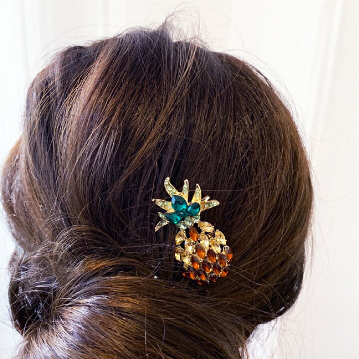 楽天市場 ヘアアクセサリー No 015 パイナップル ビジュー 3本set 大人用 ヘアクリップ ヘアピン 髪飾り アクセ ヘアアクセ Colorful Rhinestone Women Hair Accessories Kufuu