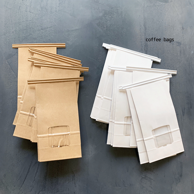 coffee bags コーヒー豆袋 窓付 10枚入 90×55×170<br>クラフト コーヒー 袋 バック ラッピング お米 米袋 ギフトバック