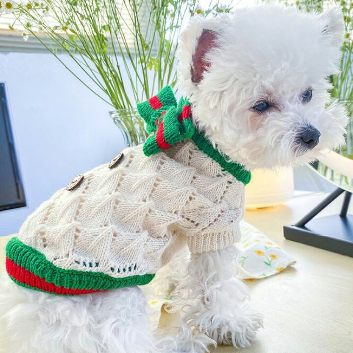楽天市場 犬 服 かぎ編み リボン ニット セーター ペットウェア ドッグウェアインスタ映え カットソー Tシャツ キャミソール 春夏 薄手 涼しい かわいい 可愛い 韓国 ペット 服 猫 犬用 ペット用品 超小型犬 小型犬 コットンガーゼ素材 タンク タンクトップ Kufuu
