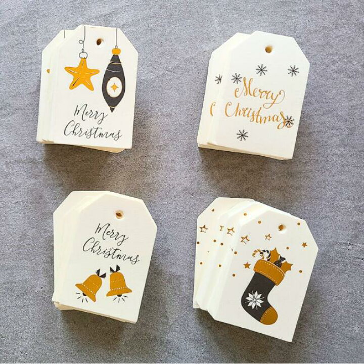 楽天市場】クリスマス紙タグ45枚 金箔プリント 台紙 ラッピング用品  