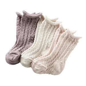 新生児 ハイソックス 脱げにくい ベビーソックス 3足組 7-9cm 靴下 無地 ノックノック 3P 3足セット くすみカラー クフウ Kufuu ベビー服 女の子 男の子 夏用 冷房対策 締め付けない